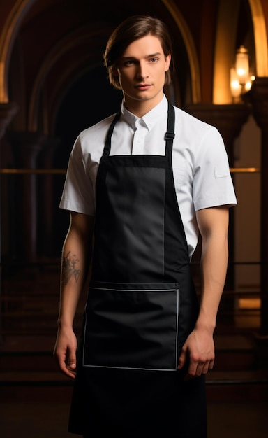 Foto afbeelding van een ober in zijn werkuniform