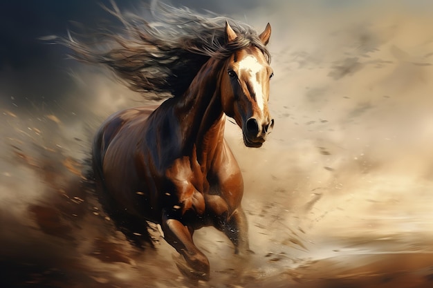 Afbeelding van een paard met Wildlife Animals Generatieve AI-illustratie