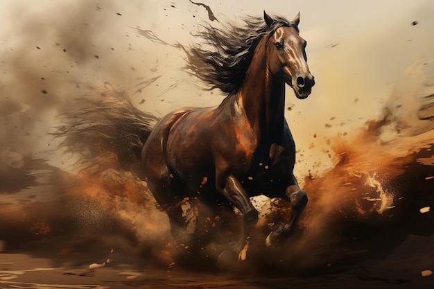Afbeelding van een paard met Wildlife Animals Generatieve AI-illustratie