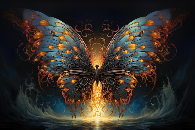Afbeelding van een prachtige kleurrijke vlinder op een witte achtergrond Insect Illustration Generative AI