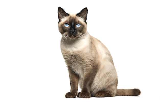 Afbeelding van een siamese of wichienmaat kat op een schone achtergrond Zoogdieren Huisdieren