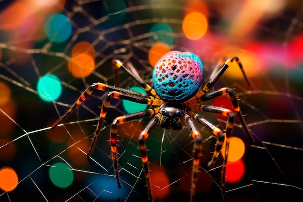 Foto afbeelding van een spin op een web