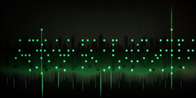 Afbeelding van een stad met groene lichten die reflecteren in het water generatieve ai