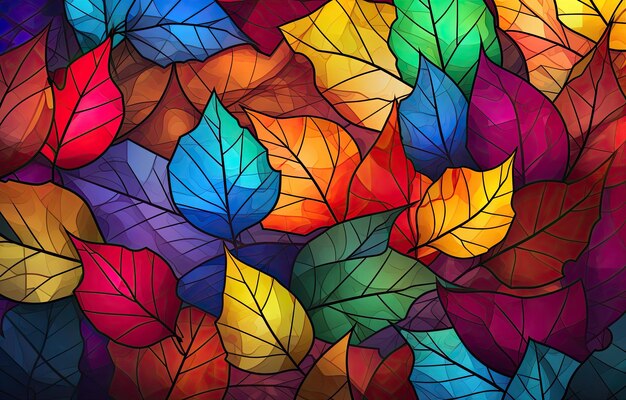 Afbeelding van herfstkleurige bladeren te downloaden als een achtergrond die perfect is voor de herfst en de natuur door generatieve AI