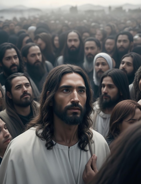 afbeelding van Jezus in de menigte