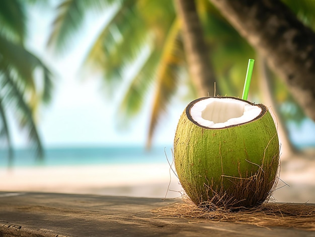 Afbeelding van kokosnoot op het strand