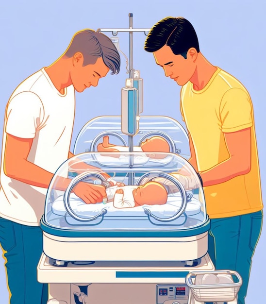 afbeelding van medisch personeel mensen in het ziekenhuis zorgen voor een pasgeboren baby