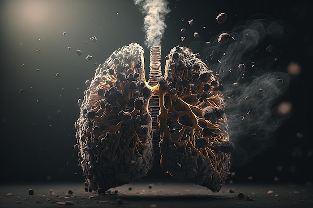 Afbeelding van menselijke longen beschadigd door tabak en het roken van sigaretten tabaksvrije dag wereld geen tabaksdag stop met roken Gezondheid doodt slechte levensstijl