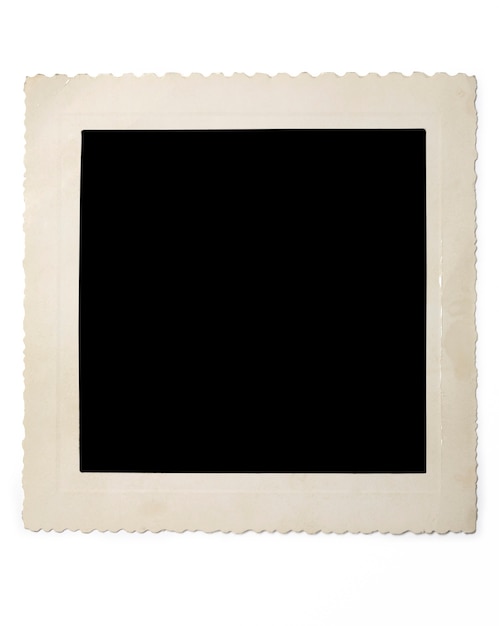 Afbeelding van oude lege foto met schaduw op wit oppervlak