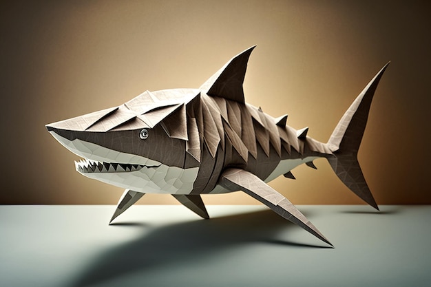 Afbeelding van papier origami kunst Handgeschept papier haai Onderwaterdieren Dieren illustratie generatieve AI