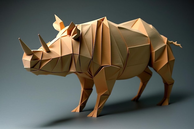 Afbeelding van papier origami kunst Handgeschept papier neushoorn Wildlife Dieren illustratie generatieve AI