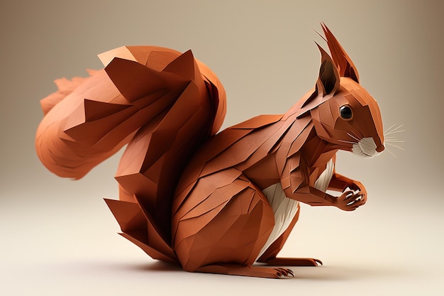 Afbeelding van papier origami kunst Handgeschept papier rode eekhoorn Wildlife Dieren illustratie generatieve AI
