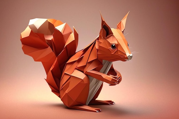 Foto afbeelding van papier origami kunst handgeschept papier rode eekhoorn wildlife dieren illustratie generatieve ai