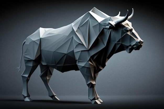 Afbeelding van papieren origami-kunst Handgeschept papier stier dieren in het wild Dierlijke illustratie generatieve AI