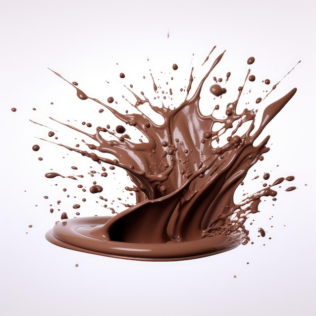 Afbeelding van pure chocolade splash geïsoleerd op een witte achtergrond