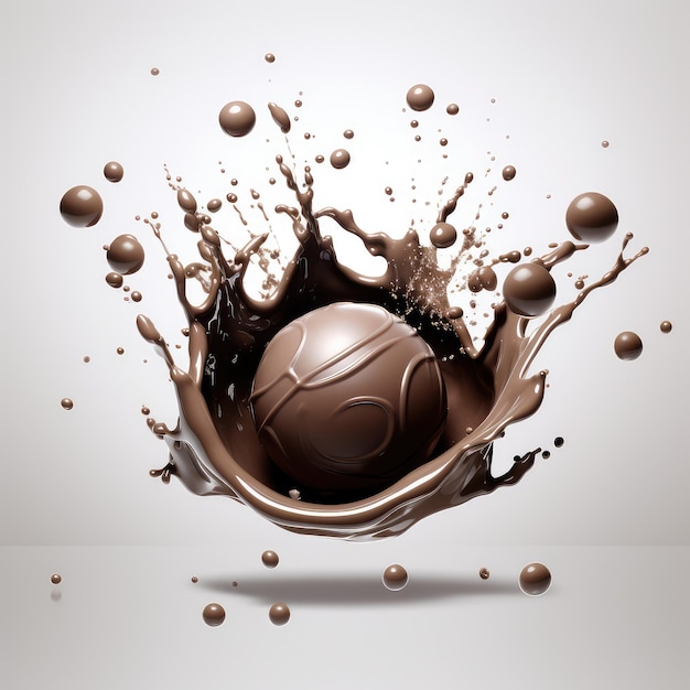 Afbeelding van pure chocolade splash geïsoleerd op een witte achtergrond