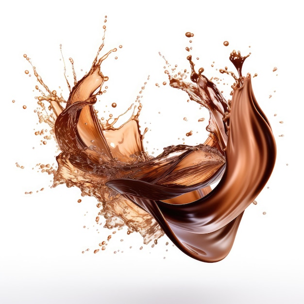 Afbeelding van pure chocolade splash geïsoleerd op een witte achtergrond