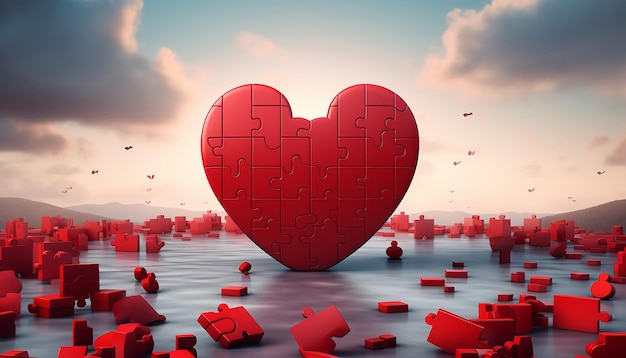 Afbeelding van puzzelstukken die een hart vormen