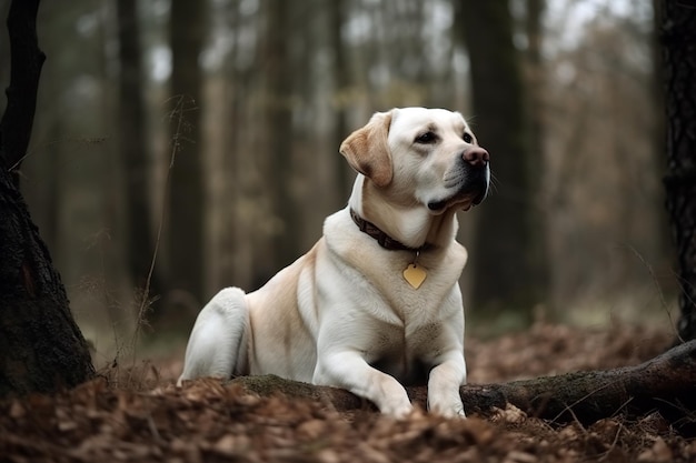 Afbeelding van schattige bruine labrador hond zittend huisdier dieren illustratie generatieve AI