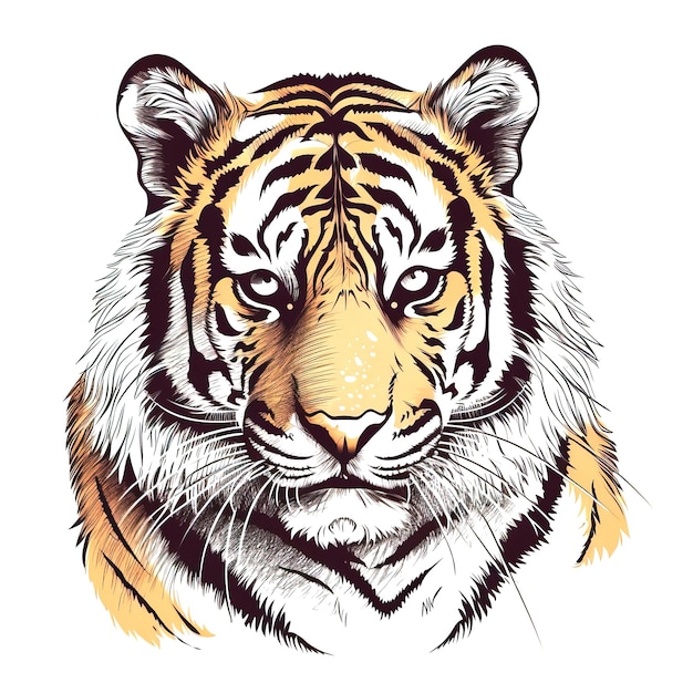 Afbeelding van tijger hoofd tekening Dieren in het wild Dieren Illustratie Generatieve AI