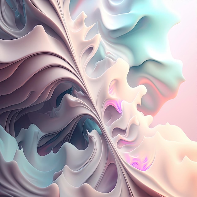 Afbeelding van vloeibare inkt in pastelkleuren die samen met een realistische textuur en 3D-illustratie van digitale kunst van hoge kwaliteit karnen