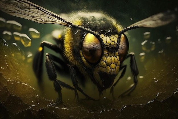 Afbeelding van zwarte gele wesp Insect Illustratie generatieve AI