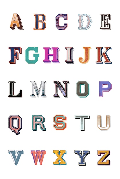 Afdrukbaar az alphabet png vintage vetgedrukte lettertypen