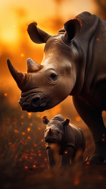 Affection Rhinoceros Portrait