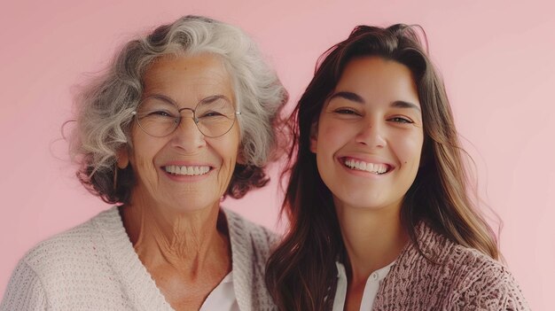 Photo affectionate mothers and daughters together on mothers day