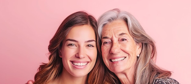 Photo affectionate mothers and daughters together on mothers day