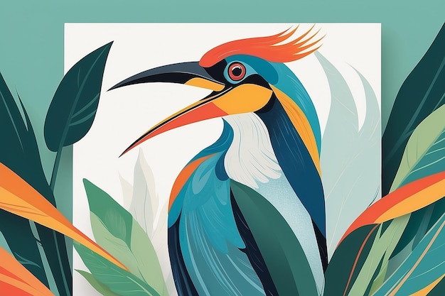 Affirmatiekaart met minimalistische Bird of Paradise Illustratie Generatieve AI