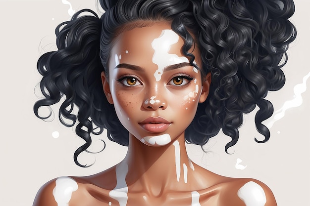 Affirmatiekaart met Vitiligo Girl Illustratie Generatieve AI