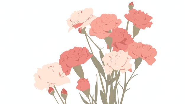 Affirmation Bouquet Carnation Illustratie met minimalistische esthetische generatieve AI