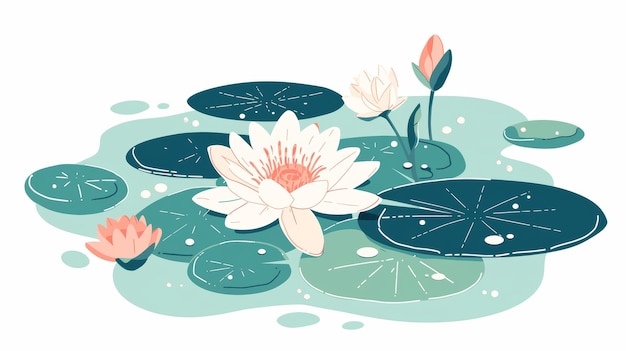 Affirmation Card of a Water Lily Aesthetic Illustration Generative AI