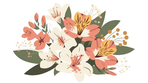 Photo affirmation card with alstroemeria bouquet illustration generative ai