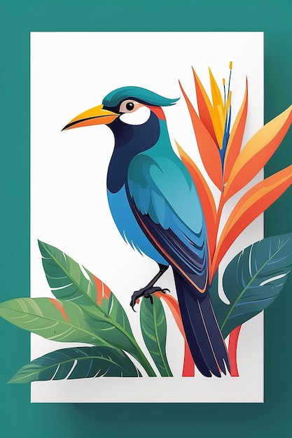 Affirmation Card with Minimalist Bird of Paradise Illustration Generative AI