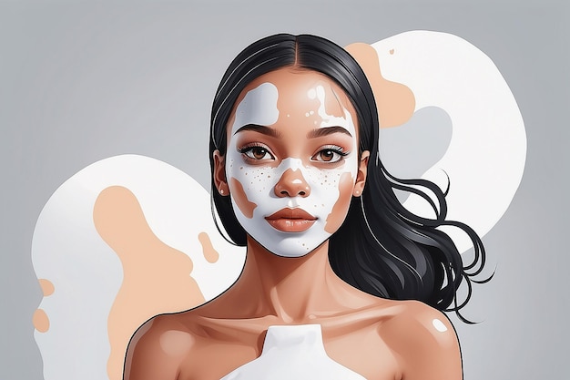 Affirmation Card with Vitiligo Girl Illustration Generative AI