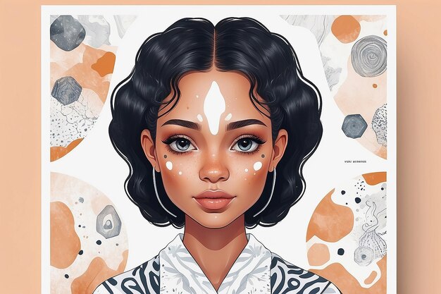 Affirmation Card with Vitiligo Girl Illustration Generative AI