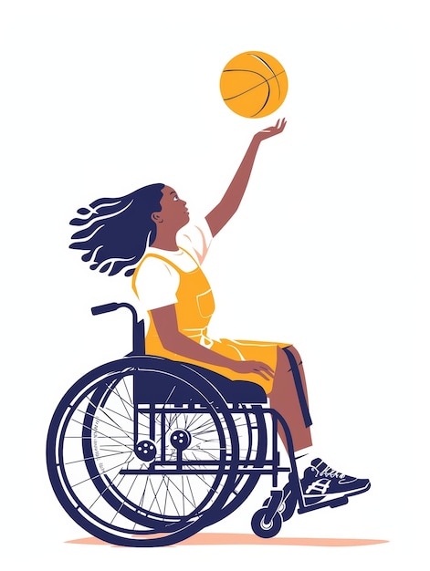 Affirmation Illustration of a Wheelchair Basketball Player Generative AI