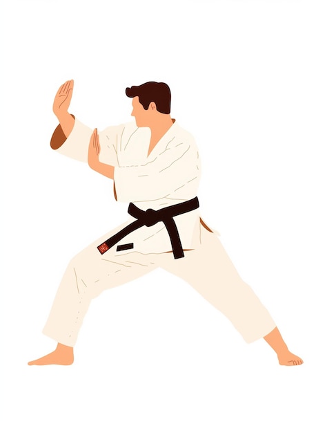 Photo affirmation poster of a jujitsu practitioner in minimalist art style generative ai