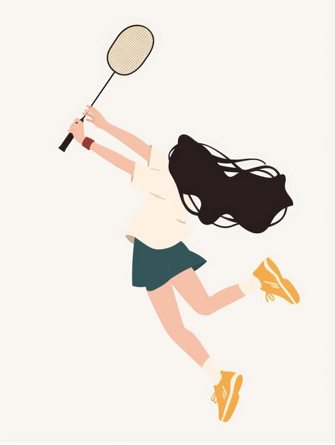 Photo affirming badminton minimalist female player illustration generative ai