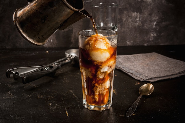 Affogato coffee with ice cream