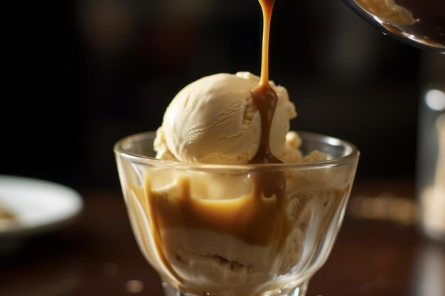 Photo affogato ice cream dessert