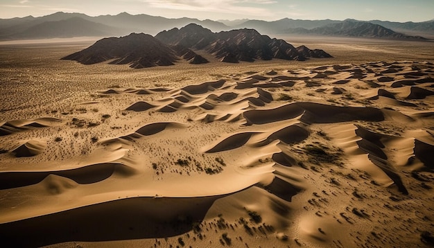 Afgelegen zandduinen golven in het dorre Afrikaanse landschap bij zonsondergang gegenereerd door kunstmatige intelligentie