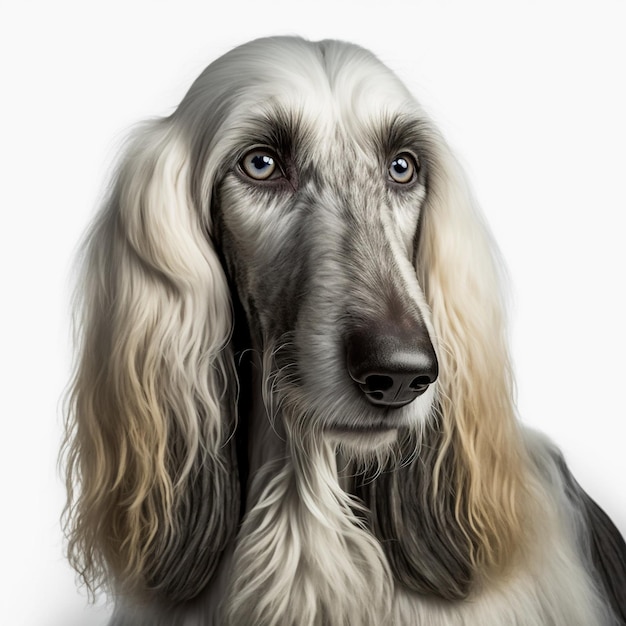 Afghan Hound Dog looking at camera Photo Studio Generative AI