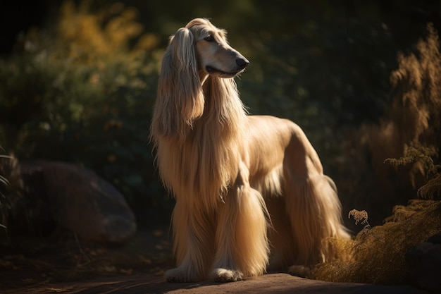 Photo afghan hound dog sunlight generate ai