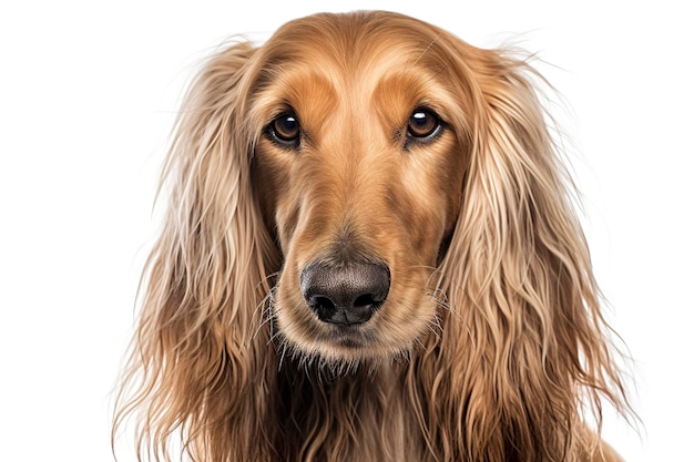 A Afghan Hound Mountain Dog isolated on white plain background