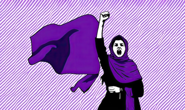 Photo afghan woman fighting for her rights women against the oppression and inequality of the taliban regime on women color illustration generative ai