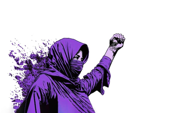 Afghan woman fighting for her rights Women against the oppression and inequality of the Taliban regime on women Color illustration Generative AI