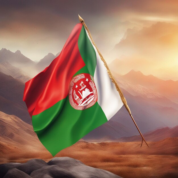 Premium AI Image Afghanistan Flag Flying Within The Mountains Wallpaper